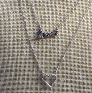 Lucky Brand Love Heart‎ Silver Tone Layered Necklace Women's Jewelry